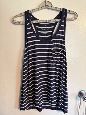 American Eagle Soft Sexy Striped Tank Top Coastal Grandmother Athleisure L Sport